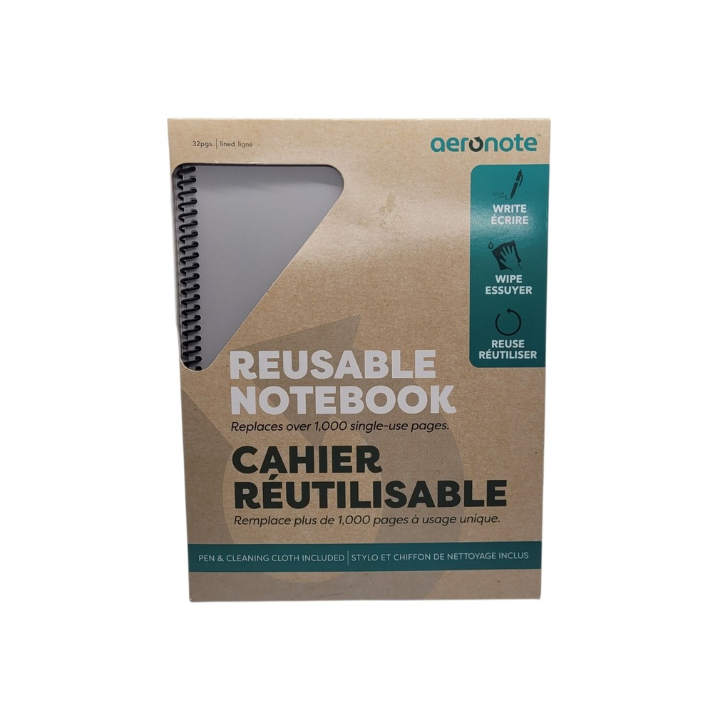 Aeronote Reusable Notebook 8.5x11 Lined 32 Pages‎ with Pilot FriXion Pen & Cloth